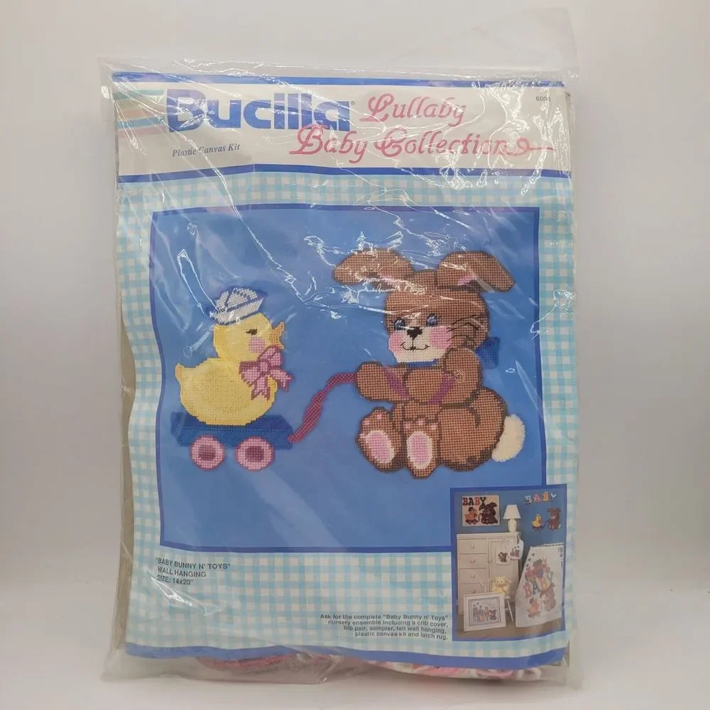 Baby Bunny N' Toys Plastic Canvas Kit - Bucilla #6004 - Lullaby Baby Collection